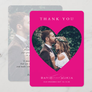 MODERN WEDDING couple photo heart frame hot pink Invitation