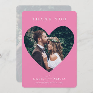 MODERN WEDDING couple photo heart frame pink Invitation