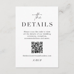 Modern Wedding Details Enclosure Scan QR Code Card