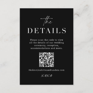Modern Wedding Details Enclosure Scan QR Code Card
