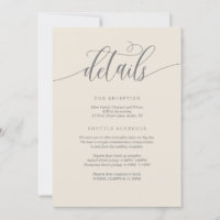 Modern Wedding Details, Navy Blue Enclosed Card