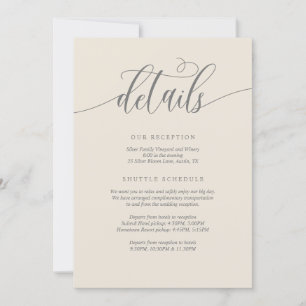 Modern Wedding Details, Navy Blue Enclosed Card