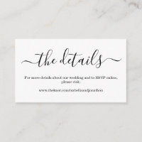 Modern Wedding Details Website Enclosure Card