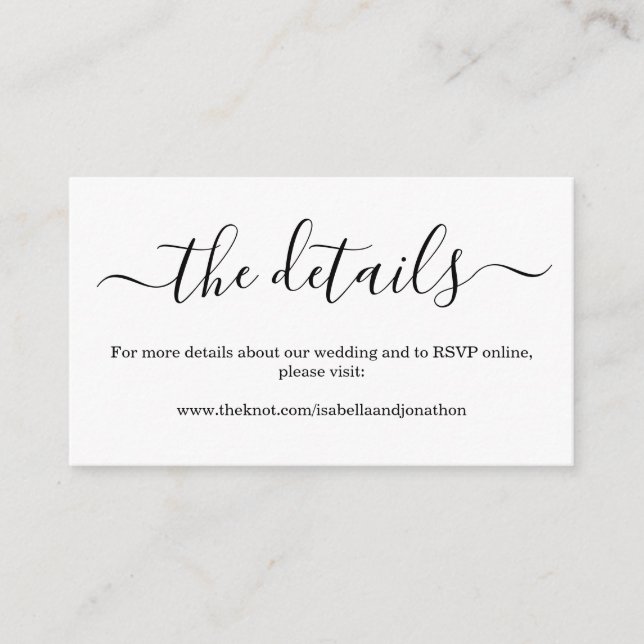 Modern Wedding Details Website Enclosure Card (Front)