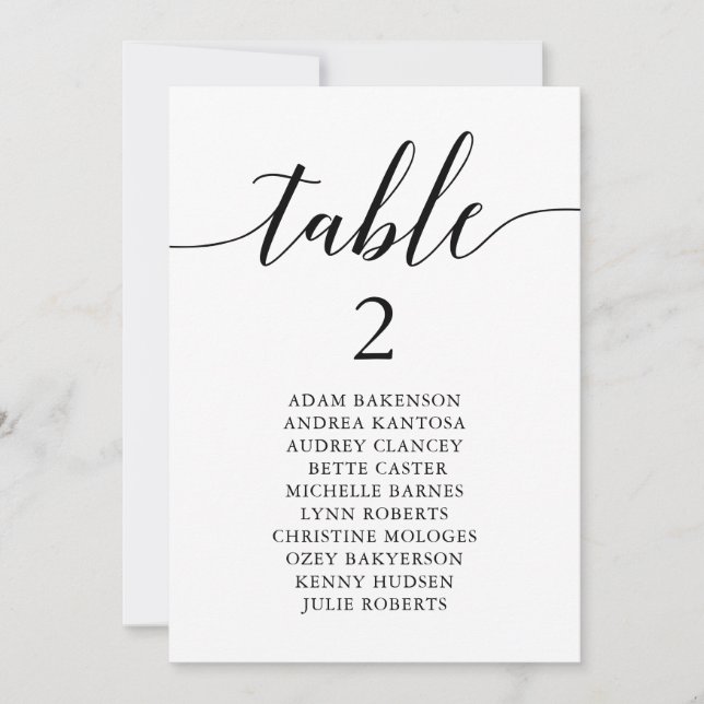 Modern Wedding Dinner Guest Setting Chart Card  (Front)