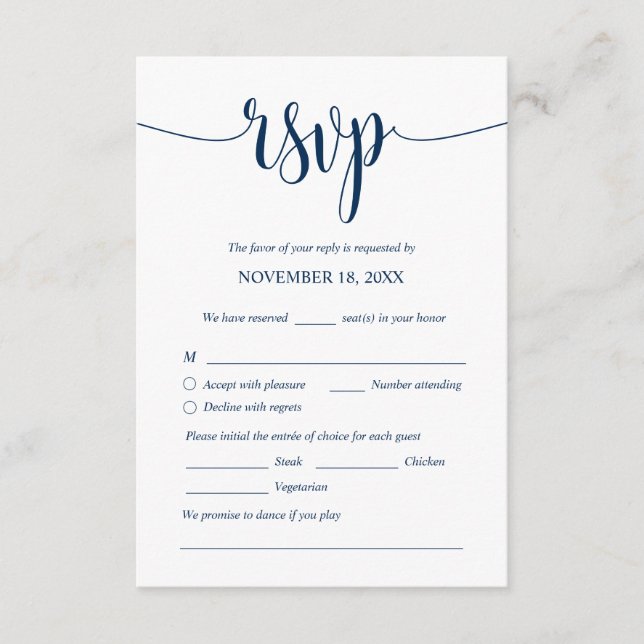 Modern Wedding Dinner Invites RSVP Enclosed Cards (Front)