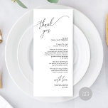 Modern Wedding Dinner Place Setting Thank You Card<br><div class="desc">This is the Modern romantic script, in Black font, Place Setting Thank You Cards. Share the love and show your appreciation to your guests, when they sit down at their seat and read this personalised charming thank you place setting card. It's a wonderful way to kick off your special day...</div>