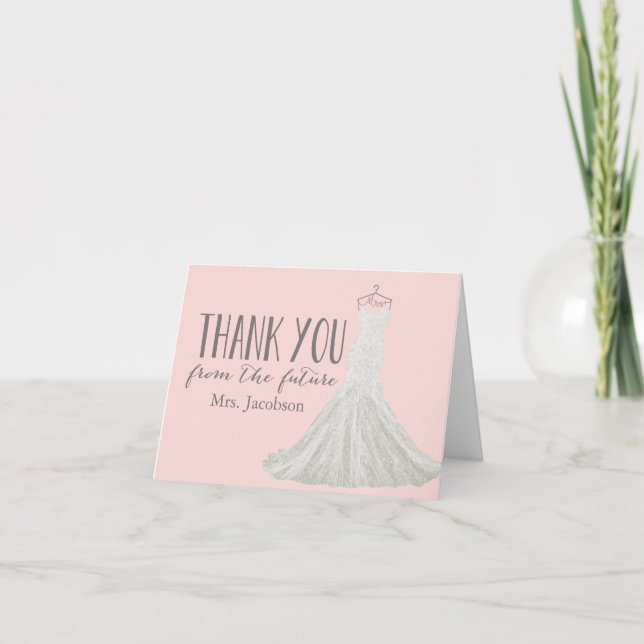 Modern Wedding Dress | Bridal Shower Thank You (Front)