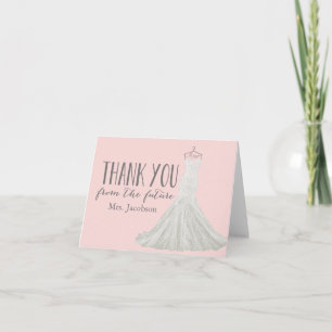 Modern Wedding Dress   Bridal Shower Thank You Card