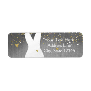 Modern Wedding Dress Confetti Hearts Bridal Shower