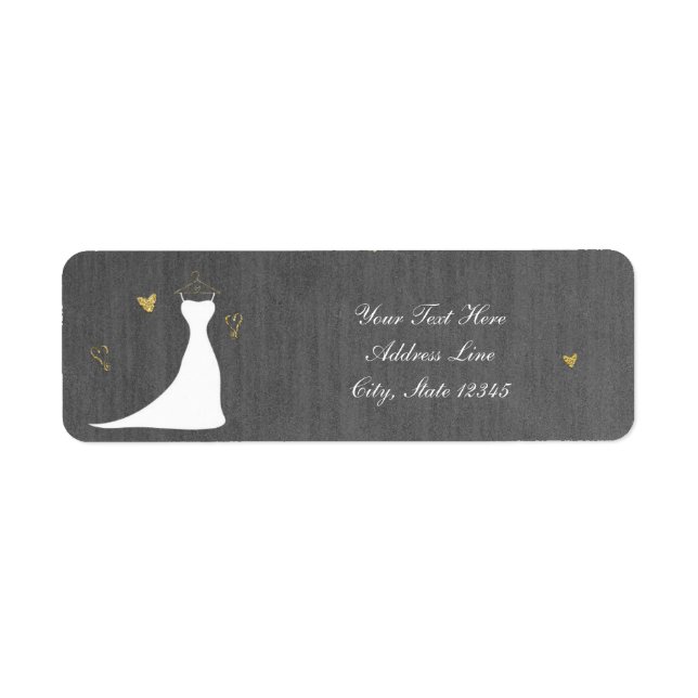 Modern Wedding Dress & Gold Hearts Bridal Shower (Front)