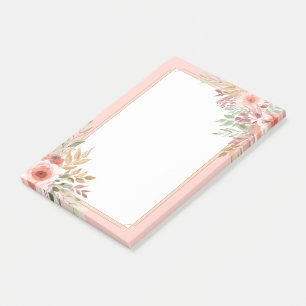 Modern Wedding Elegant Chic Watercolor Pink Flower Post-it Notes