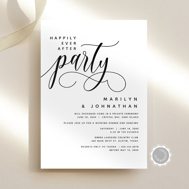Modern Wedding Elopement Happily Ever After Party Invitation (Modern Wedding Elopement Happily Ever After Party Invitation Card, Digital Download, Celebration)