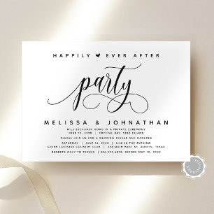 Modern Wedding Elopement Happily Ever After Party Invitation