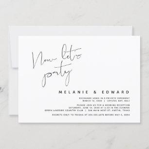 Modern Wedding Elopement, Now let's Party Invitation
