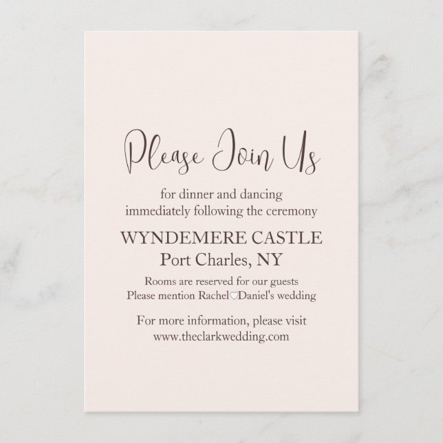 Modern Wedding  Enclosure Card (Front)