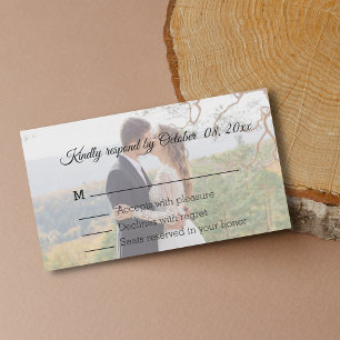 modern wedding faded photo rsvp card