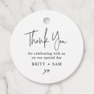 Modern Wedding Favour Script Handwritten Custom Tags