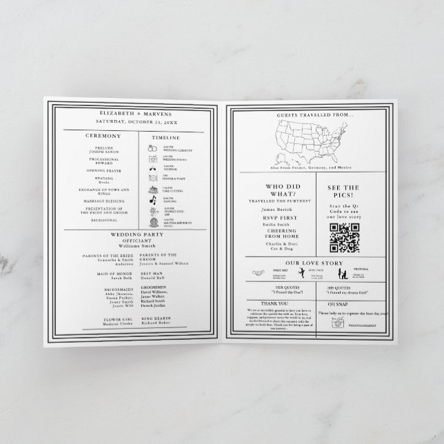 Modern Wedding Folded Infographic Program (Inside)