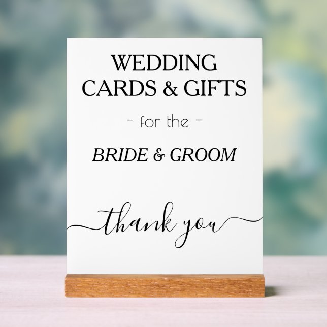 Modern Wedding Gifts White Black Typography  Acrylic Sign (Neutral)