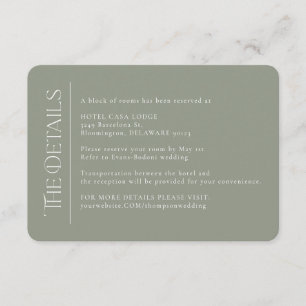 Modern Wedding Green Moss Details Enclosure Card