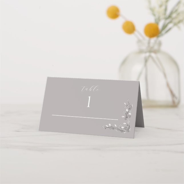 Modern Wedding Grey Hues Table Folded Place Card (Front)