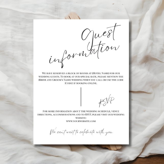 Modern Wedding Guest Information Card (Creator Uploaded)