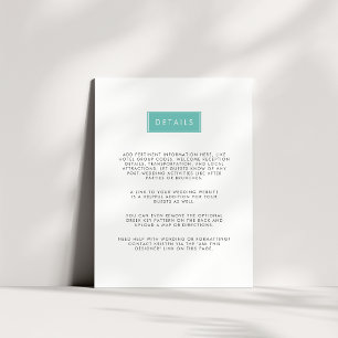 Modern Wedding Guest Information Card Pool