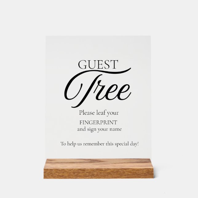 Modern Wedding Guest Tree Fingerprint Sign (Front)