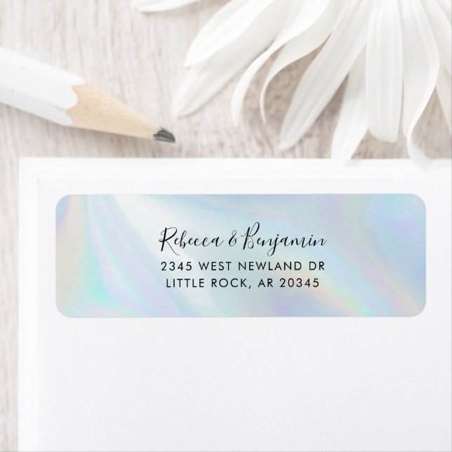 Modern Wedding Holographic Script Return Address (Insitu)