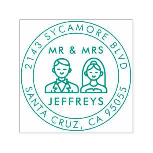 Modern Wedding Icons   Mr & Mrs Return Address Self-inking Stamp