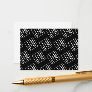 Modern Wedding Initials Pattern   Black & White Enclosure Card