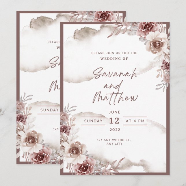 Modern Wedding Invitation Clean Minimal Style (Devant / Derrière)
