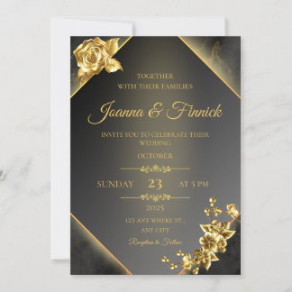 modern wedding invitation featuring a black and go