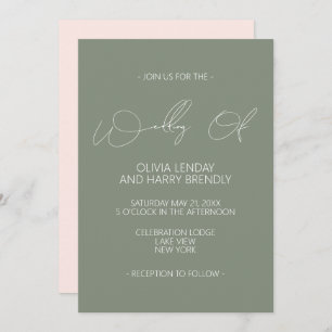 Modern Wedding Invitation   Sage Green Blush Pink
