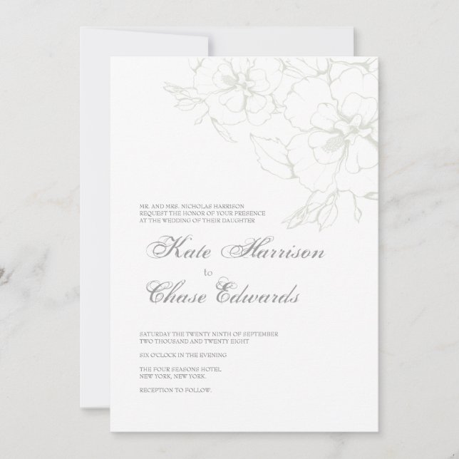 Modern Wedding Invitation : Soft Floral (Front)