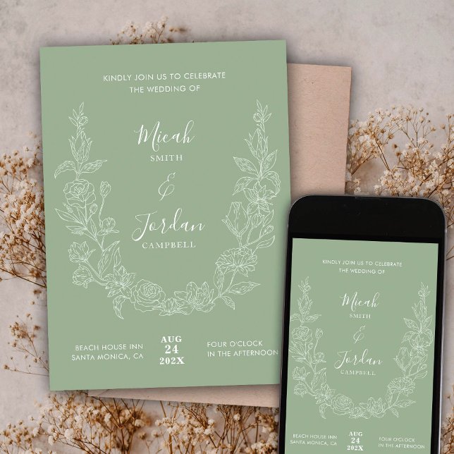Modern Wedding Invitation With Floral Wreath (Creator Uploaded)