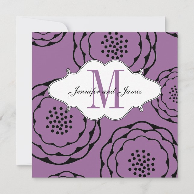 Modern Wedding Invitations Monogram Purple (Front)