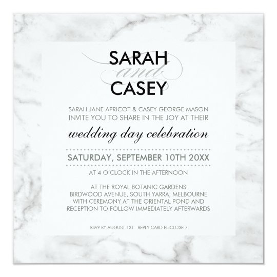 MODERN WEDDING INVITE modern mod spot black marble