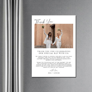 Modern Wedding Magnetic Photo Thank You Card