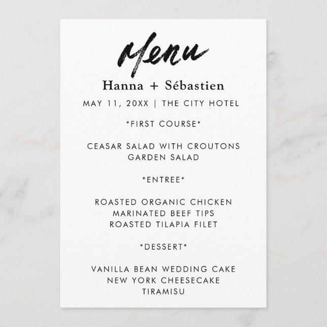 Modern  Wedding Menu (Front)