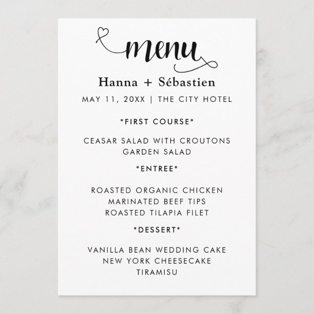 Modern  Wedding Menu (Devant)