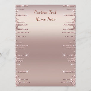 Modern Wedding Menu Rose Gold Blush Glitter Drips