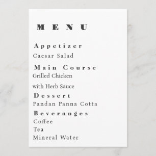 Modern Wedding Menu Template