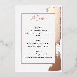 Modern wedding menu with painted foil