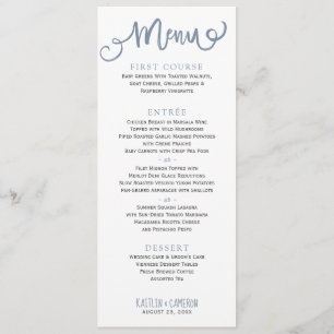 Modern Wedding Menus   Typography (Dusty Blue)