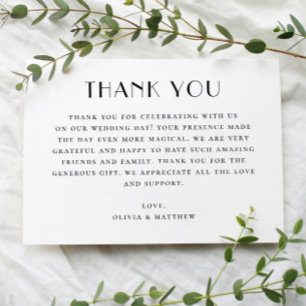 Modern Wedding    Minimalist Black & White Elegant Thank You Card