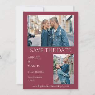 Modern Wedding Mulberry Burgundy 2 Photo  Save The Date