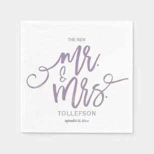 Modern Wedding Napkins   Brush Script (Lavender)
