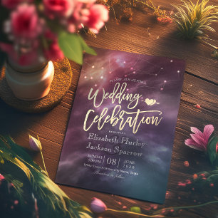 Modern Wedding Night Star Sky Galaxy Constellation Invitation